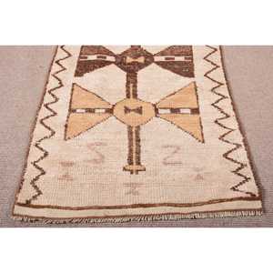 Vintage Turkish <b>Rug</b>, 3.1x9.7 ft <b>Runner</b> <b>Rug</b>, Brown Beige Striped <b>Rug</b> - Product Image 5