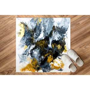 Tapis noir et jaune, tapis moderne, tapis d'entrée, tapis en chenille - Product Image 5