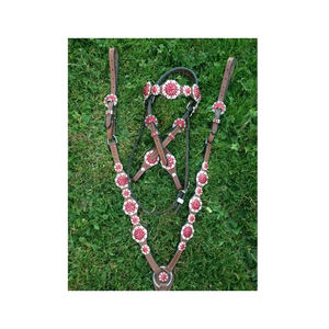 Nueva Llegada Coraza con Conchos Western Tack Set Nuevo estilo Crystal Conchos Headstall y Breastplate Tack Set - Product Image 1
