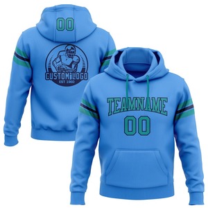 Sudadera con capucha cosida personalizada azul azulado-Azul marino fútbol pulóver Sudadera con capucha - Product Image 1