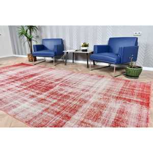Turkish Large Rug 5.5x11.6 ft, <b>Red</b> Striped Vintage <b>Wool</b> Rug - Product Image 3