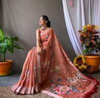 Fabricant de Sarees, Saris et Salwar Kameez en Tissu Lin Imprimé Numérique Indien et Pakistanais, Design Moderne, Très Demandés pour Fêtes et Festivals