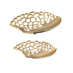 Premium Modern Flower Design Handle Aluminum Metal Fancy Serving Tray Top Selling Handmade Platter Classic Stylish Tray - Product Image 1
