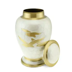 Urna de cremación para adultos de aluminio blanco para cenizas humanas y de mascotas, urna funeraria de metal conmemorativa - Product Image 3