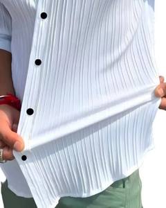 เสื้อเชิ้ตลำลองผ้าฝ้าย100% สำหรับผู้ชาย, เสื้อคอตตอนลายทางคอตั้งป้องกันรอยยับและระบายอากาศได้ดี - Product Image 3