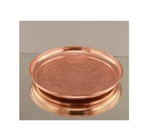 Plateau de service rond en métal de taille personnalisée dernière conception avec poignée en acacia en cuivre Produit Offre Spéciale à usage domestique - Product Image 3