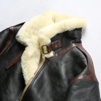 Blouson aviateur en cuir de mouton pour homme, col montant, logo personnalisé, coupe-vent décontracté, réversible, broderie tissée