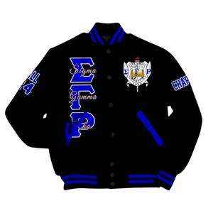 Sigma Gamma Rho 1922 Royal Greek Varsity Jacket Premium SGRho Letterman Poodle Pride Satin Bordado Abrigo de moda de punto - Product Image 4