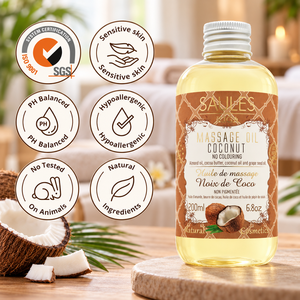 Huile de massage professionnelle à la noix de coco 200 ml, huile nourrissante pour le corps à glissement doux pour les massages en spa et salon, pour une peau douce et soyeuse hydratée - Product Image 3