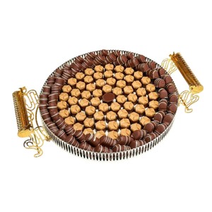 Bandeja de chocolate decorativa de plata moderna bandeja de chocolate de metal hecha a mano bandeja de servicio de plata redonda elegante para bodas y eventos - Product Image 5
