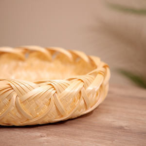 Round Bamboo <b>Tray</b> <b>Basket</b> Handwoven Natural Bamboo Eco Friendly Home Decor - Product Image 2