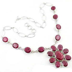 925 <b>Silver</b> Ruby Necklace <b>for</b> <b>Women</b> Fine <b>Chains</b> Gemstone Jewelry - Product Image 1