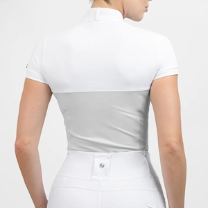 Camisa ecuestre elegante para mujer, manga corta, ajuste elástico, ropa personalizada a granel, venta al por mayor, camisetas para montar a caballo - Product Image 4