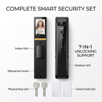 Serrure intelligente avec écran HD de 4,5 pouces, WiFi, reconnaissance faciale 3D, caméra intégrée, interphone visuel, compatible avec les portes en aluminium, Cloud Tuya