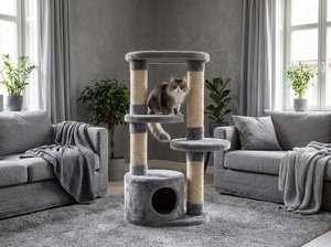 Arbre à chat multi-niveaux Pandora Cosmic Adventure Classic Wood avec emballage en carton pour chats ludiques - Product Image 3
