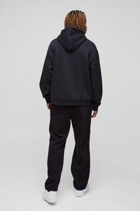 Venta al por mayor de altura de gran tamaño Boxy Zip Thru LA Apliques raya Sudadera con capucha para los hombres Custom Cotton Blended Hoodies Último diseño - Product Image 3