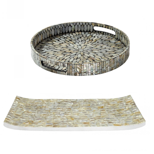 Plateau de service en bois carré fait à la main avec incrustation de nacre prix de gros d'usine de taille personnalisée - Product Image 6