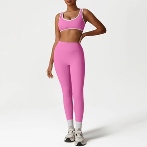 Conjunto deportivo para mujer 2025, almohadillas para el pecho de alto soporte, sujetador de secado rápido, mallas elásticas para levantar glúteos, transpirables, sólidas, para Fitness - Product Image 1