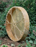 Forme ronde en peau de chèvre de tambour chamanique-Matériaux naturels fabriqués à la main pour la thérapie par le son Trance et le travail énergétique