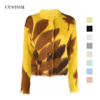 Pull en mohair pour femme en coton de dernière génération, doux et chaud, tricoté, haut d'hiver, bouton devant, pull en mohair de rue pour femme