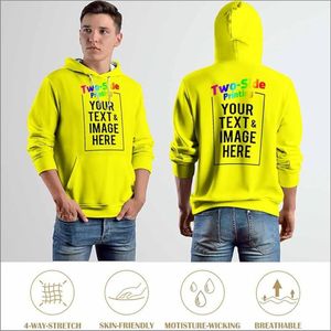 Sweat à capuche personnalisé de haute qualité avec logo brodé pour homme, en tissu tricoté uni, avec cordon de serrage, respirant, pour l'automne - Product Image 4