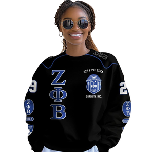Sudadera Azul con Cuello Redondo y Bordado de la Hermandad Griega Zeta Phi Beta 1920 para Mujer - Product Image 4