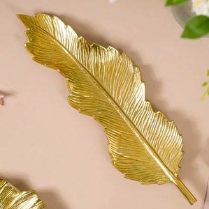 Gold Feather <b>Wall</b> <b>Decoration</b> Sculpture <b>For</b> Home & hotel Metal Feather platter Gold Platter - Product Image 6