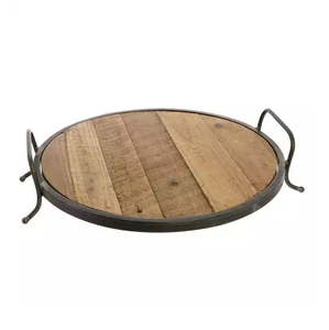 Bandeja grande de madera con mango de Metal de Diseño Popular, bandeja de colección casera de nuevo estilo, soporte de decoración única moderna para el hogar - Product Image 5