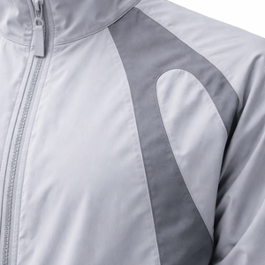 Conjunto Deportivo Cortavientos Gris Claro para Hombre, Traje Deportivo Ligero con Bloques de Color, Chaqueta con Cierre Completo, Pantalones Jogger, Logotipo Personalizado OEM - Product Image 6