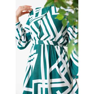 เดรสลายทางสีเขียววิสคอส - Product Image 4