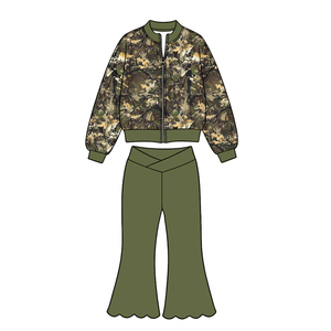 Pre-orden: Conjunto <span class=keywords><strong>de</strong></span> ropa para bebé niña con top <span class=keywords><strong>de</strong></span> manga larga con cremallera y pantalones acampanados elásticos <span class=keywords><strong>de</strong></span> color liso, estilo camuflaje <span class=keywords><strong>de</strong></span> temporada <span class=keywords><strong>de</strong></span> caza - Product Image 4