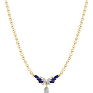 REYES Colgantes de piedras preciosas de zafiro azul de 2,75 quilates con corte de pera de alta calidad en collares de moissanita de Plata de Ley 925 para mujer - Product Image 1