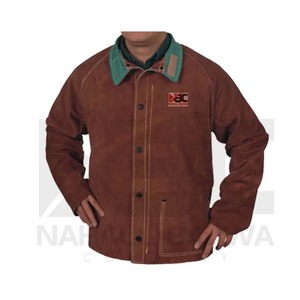 Veste de soudage en cuir Vêtements de travail résistants aux flammes Veste de soudage en cuir fabriqué avec un cuir fendu de vache solide. - Product Image 4