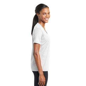Camiseta básica transpirable con cuello en V para mujer, camisetas lisas de manga corta de punto de algodón suave - Product Image 6