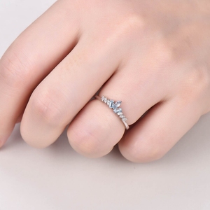 Anillos de oro de 14kt, piedras preciosas de Topacio Azul, nuevo diseño de lujo, anillos de joyería fina de oro macizo con anillo de diamantes reales - Product Image 5