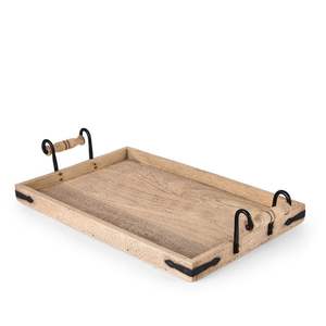 Luxury Acacia Wood Tray with Rope Handles for <b>Decorative</b> Storage Serving Living Room Dining Room Kitchen for Diwali Festivities - Product Image 3