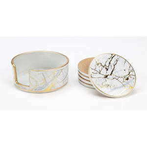 Posavasos de diseño personalizado para posavasos de piedra absorbente con base de corcho Posavasos de madera de nogal de aspecto perfecto con soporte de forma redonda - Product Image 2