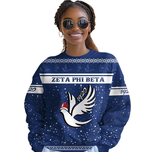 Zeta Phi Beta Greek Sorority 1920 Sweat-shirt à col rond bleu brodé pour femme - Product Image 4