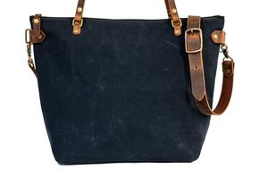 2025 Grand sac fourre-tout minimaliste classique LCTG-0063F toile et cuir avec fermeture à glissière à trois sangles fabriqué au Pakistan - Product Image 2