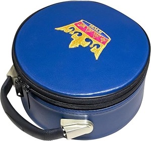 Étui pour chapeau maçonnique du Rite écossais, cuir synthétique de qualité supérieure, boîte de rangement et d'exposition portable pour fez - Broderie à la main (Arche royale R&S) - Product Image 3