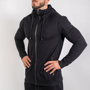 Sweat à capuche zippé pour hommes, vestes de sport à manches longues avec fonction respirante, grandes tailles pour la course à pied, col à capuche - Product Image 2