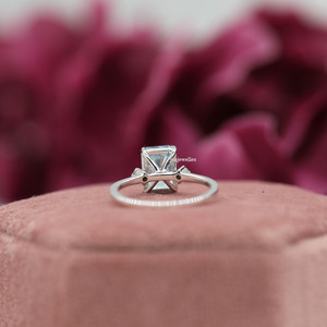 2ct Blue Radiant Cut Lab Grown Diamond Prong Setting IGI Anillo de compromiso certificado 14K Oro sólido Mujeres - Product Image 3