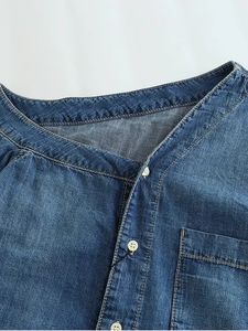 Veste en Denim Asymétrique à Epaule Simple pour Femme, Bouton Lavé Vintage, Poche Patch 100% Coton - Product Image 3