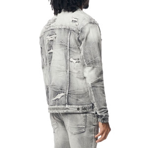 High Street Fashion Look hommes Jeans veste et pantalon ensemble Design solide brodé hommes Jeans veste et pantalon ensemble - Product Image 4
