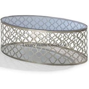 Vente en gros de meubles de salon en acier inoxydable de conception de bague de placage couleur or de table console élégante antique en métal - Product Image 4