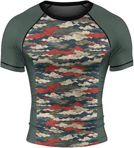 OEM <b>Rashguard</b> Short Sleeve MMA <b>BJJ</b> Compression Shirt Custom Logo Breathable Spandex/Polyester Fabric for No-Gi Training Use - Product Image 3