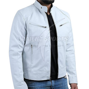 Chaqueta de Cuero para Hombre 100% Piel de Vaca con Cuello Alto y Logotipo Frontal, Color y Diseño Personalizados, Alta Calidad - Product Image 1