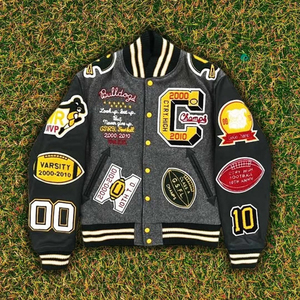 2025 Customizable Coated Canvas Varsity Jacket with Stand Collar Front Logo-Breathable Custom Printed Unisex Streetwear - Product Image 5