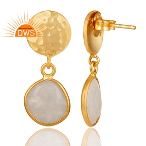 ที่มีคุณภาพที่ดีที่สุดเงินสเตอร์ลิง18พันทองธรรมชาติชุบรุ้งดวงจันทร์หินอัญมณีห้อยต่างหู Demi ผู้ผลิตเครื่องประดับปรับ - Product Image 3