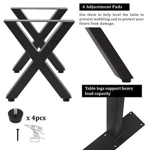 Pieds de table en métal robustes en forme de X, base en acier pour bricolage, table à manger, table basse, quincaillerie de mobilier industriel - Product Image 4